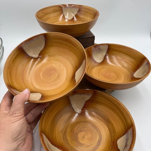 Vintage Sango Splash 4951 China Set of 4 Large Cereal / Pasta Bowls and a Servin - Picture 2 of 13